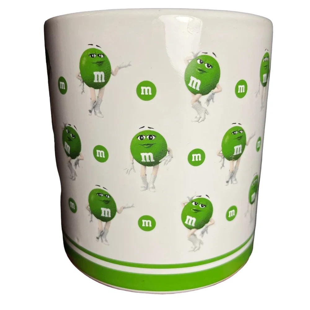 M&M Dancing Green M&M White Boots Mars Mug 2018 Frankford Candy 16 oz‎
